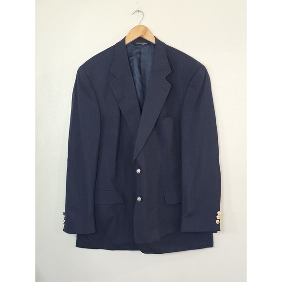 Brooks Brothers 1818 Men Blazer 45R Dark Blue Gold Buttons Classic Sport Coat - Picture 1 of 14